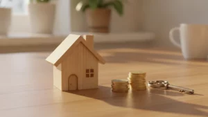 Maqueta de casa, llave y monedas: pedir un préstamo tras la Segunda Oportunidad